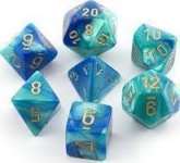 CHX26459 SET DE 7 DES GEMINI BLEU SARCELLE / OR