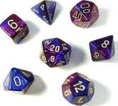 CHX26428 SET DE 7 DES GEMINI BLEU VIOLET/OR