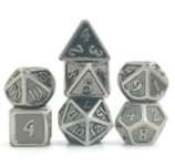 DES METAL - MINI LOT DE 7 DES (14MM) - GLAZED SILVER (+ BOITE DE RANGEMENT ACRYLIQUE FOURNI)