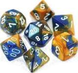 SET DE 7 DES- BLEU-OR/BLANC