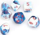 SET DE 7 DES GEMINI ASTRAL BLEU-BLANC / ROUGE