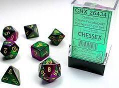 SET DE DES GEMINI VERT VIOL/OR