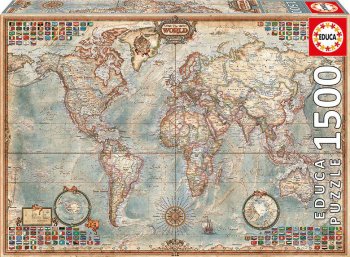 PUZZLE 1500 PIECES MAPPEMONDE POLITIQUE