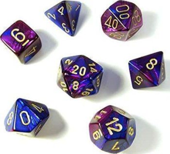 CHX26428 SET DE 7 DES GEMINI BLEU VIOLET/OR