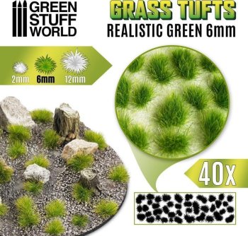 Touffes d’herbe - 6mm - Auto-Adhésif - VERT RÉALISTE