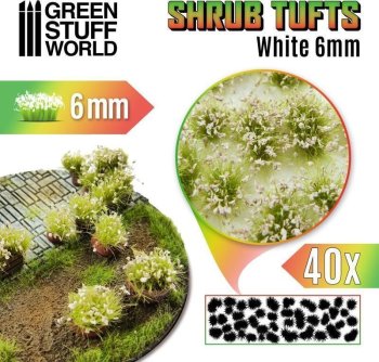 Touffes de Buissons - 6mm - Auto-Adhésif - BLANC
